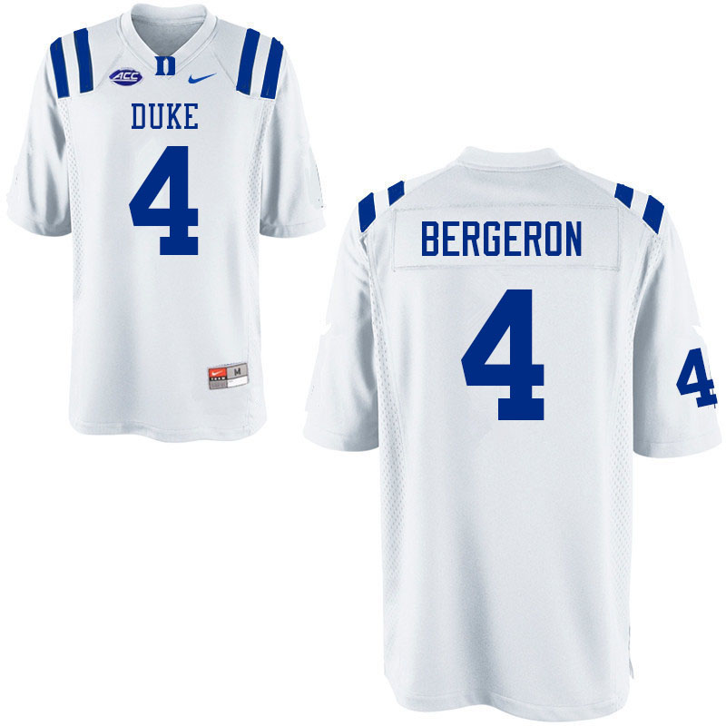 Duke Blue Devils #4 Cameron Bergeron College Football Jerseys Sale-White